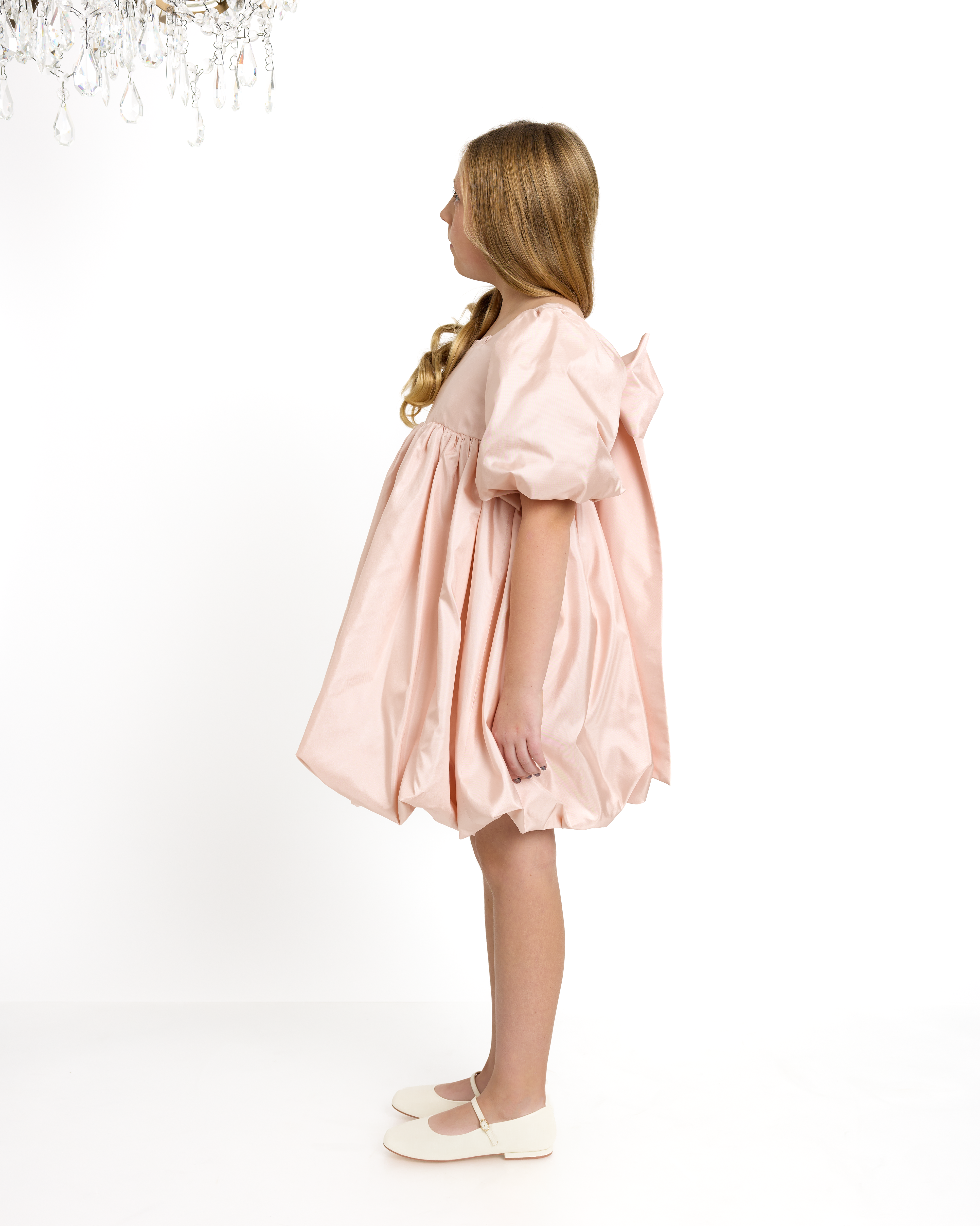 The Mini Puff Dress in Peach Bisque