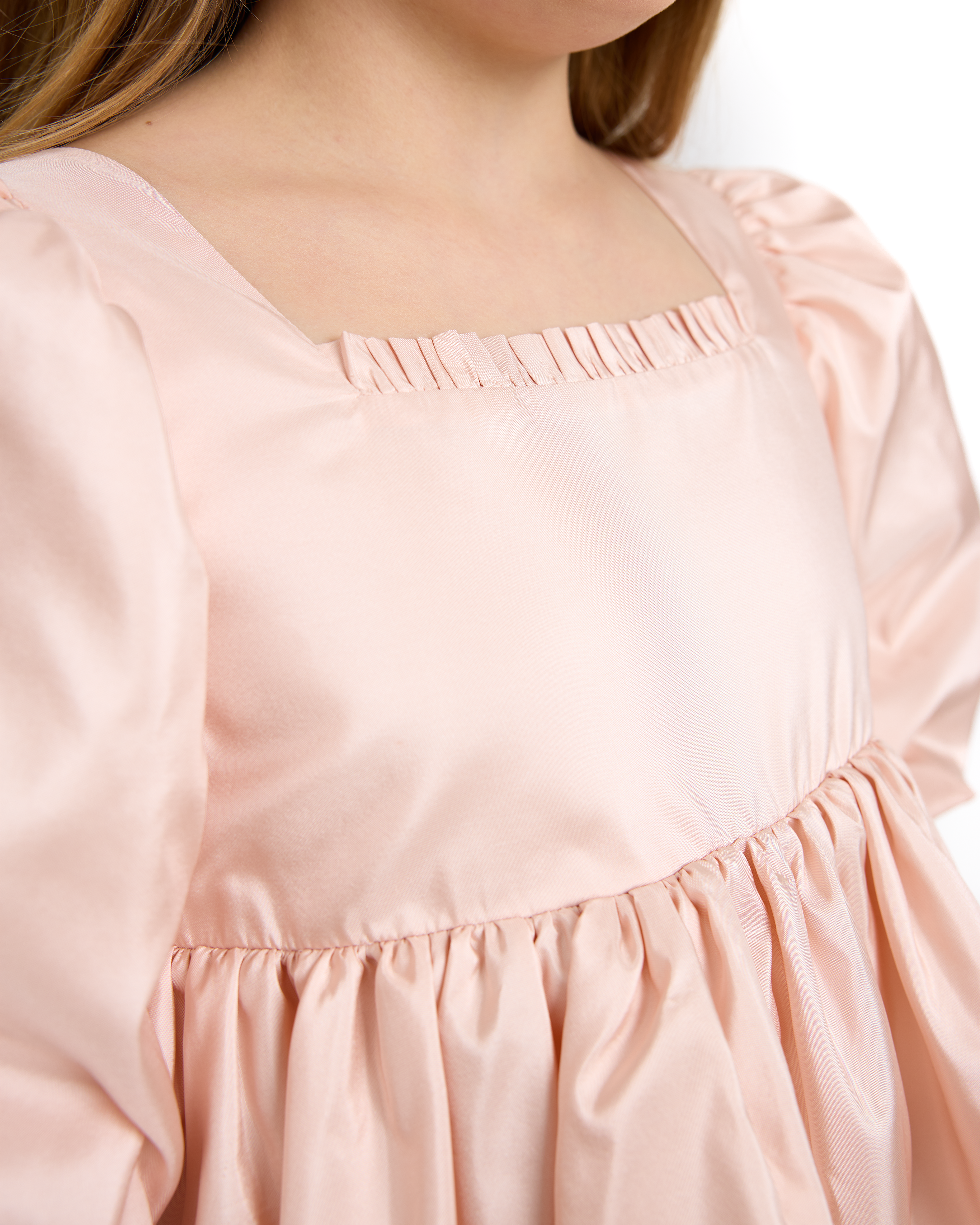 The Mini Puff Dress in Peach Bisque