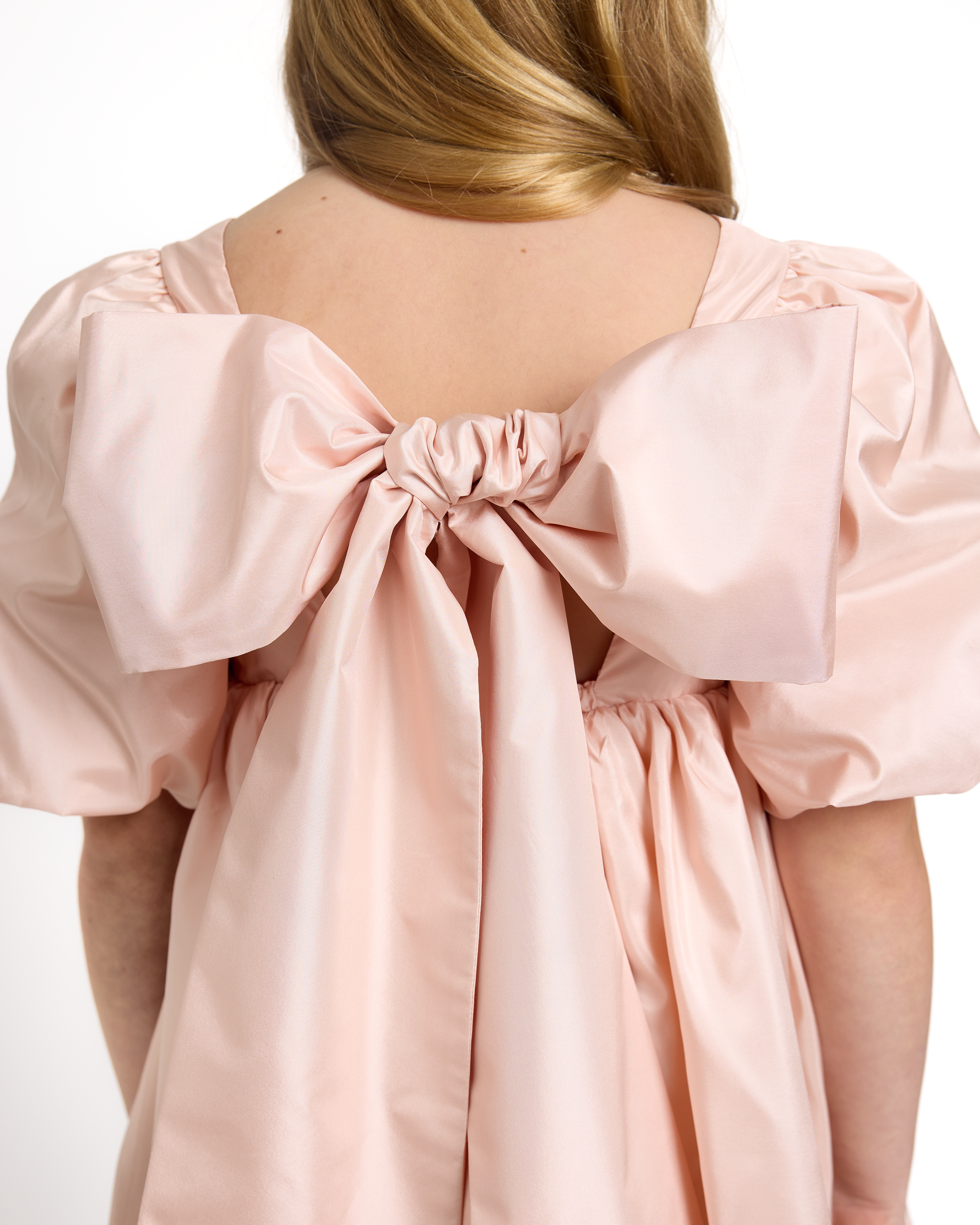 The Mini Puff Dress in Peach Bisque