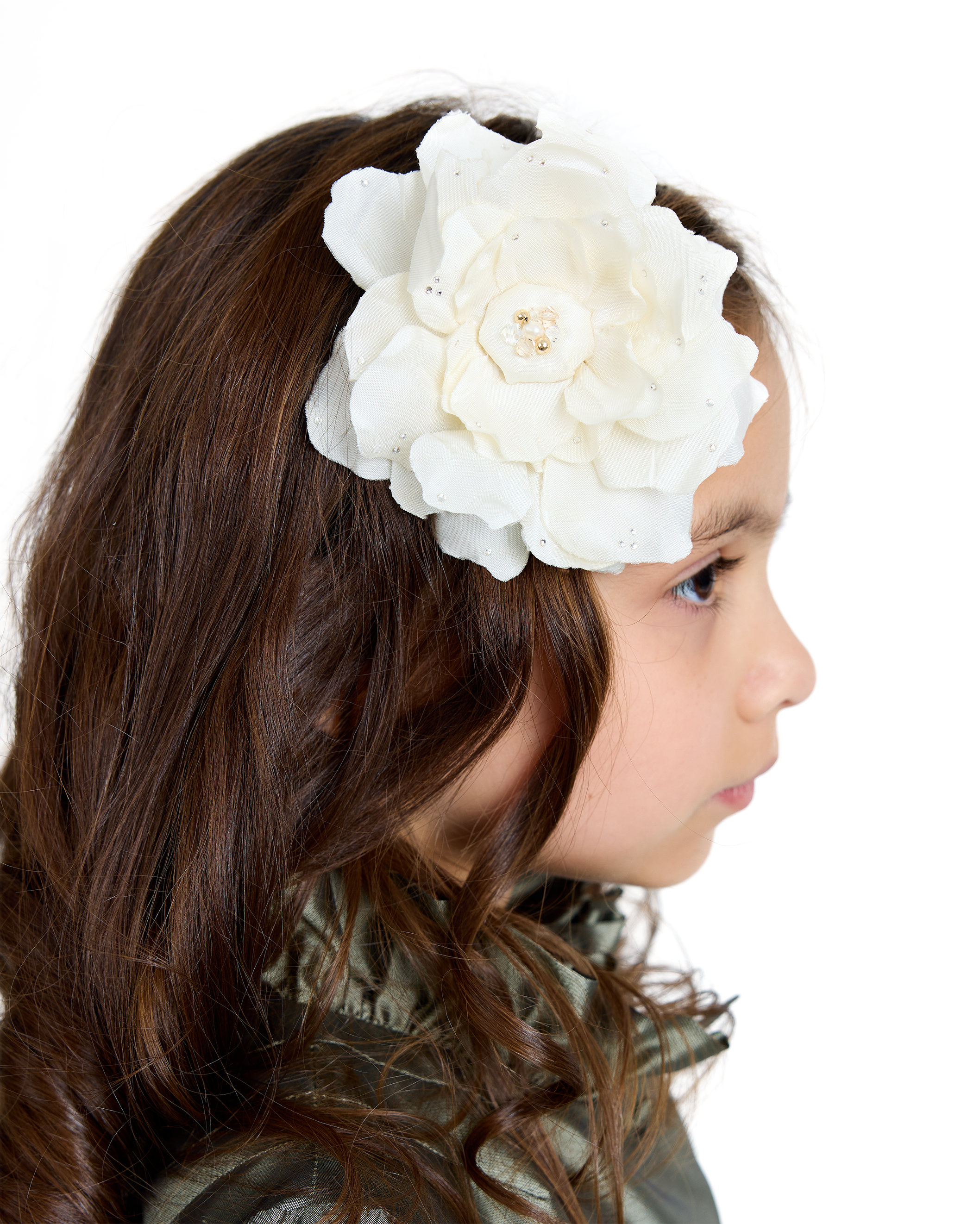 Silk Hair Flower in Pearled Ivory