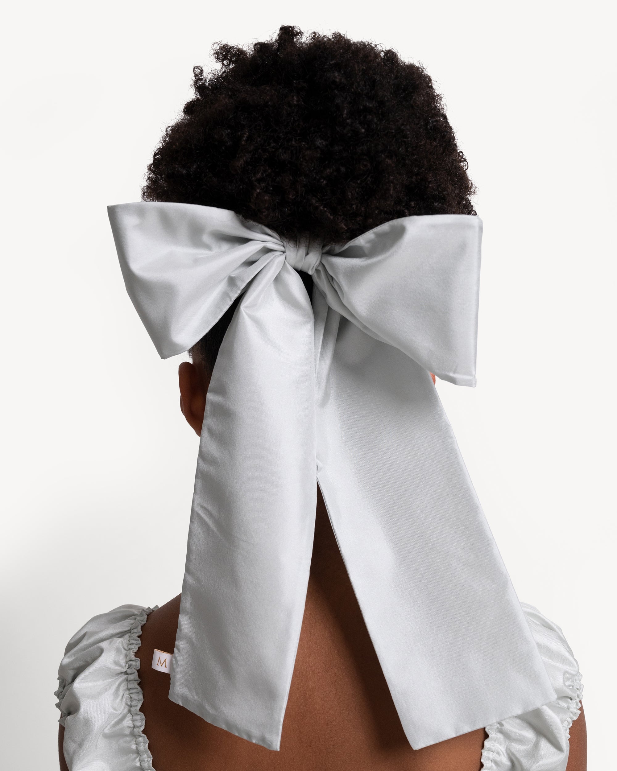 Silk Hair Bow in Blue Fox