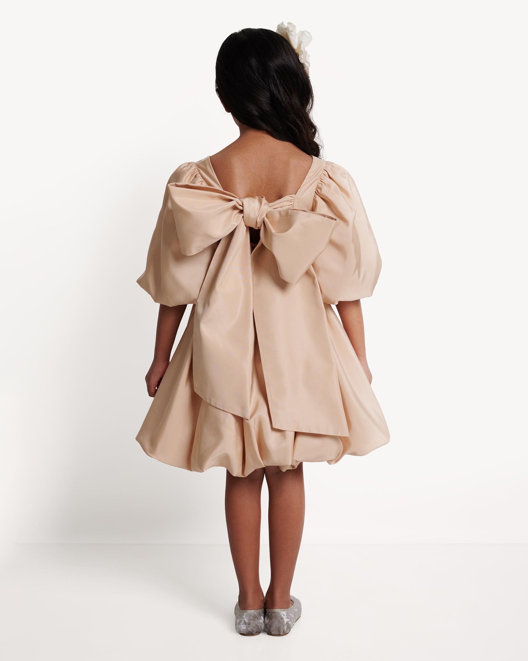 The Mini Puff Dress in Latte