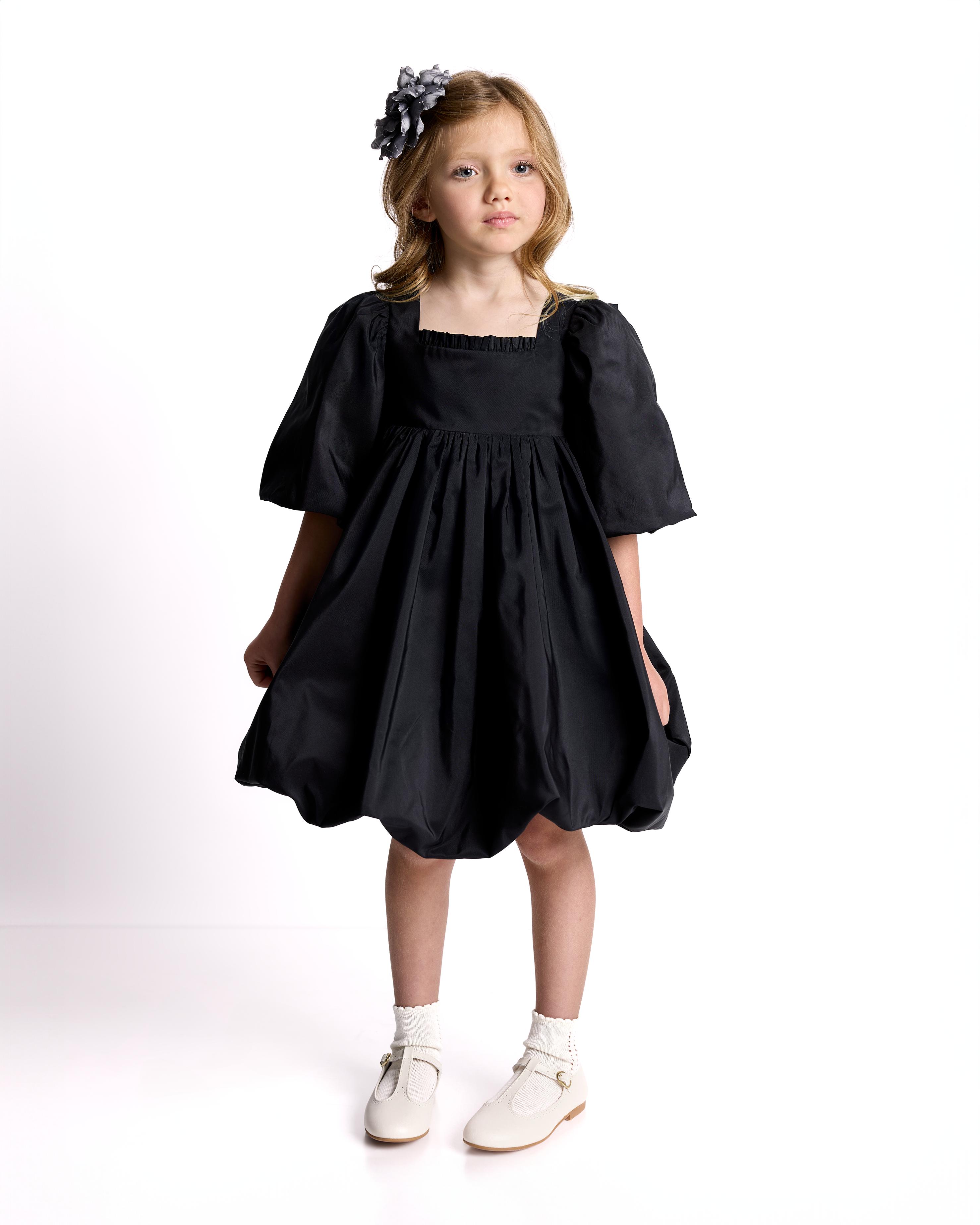 The Mini Puff Dress in Noir