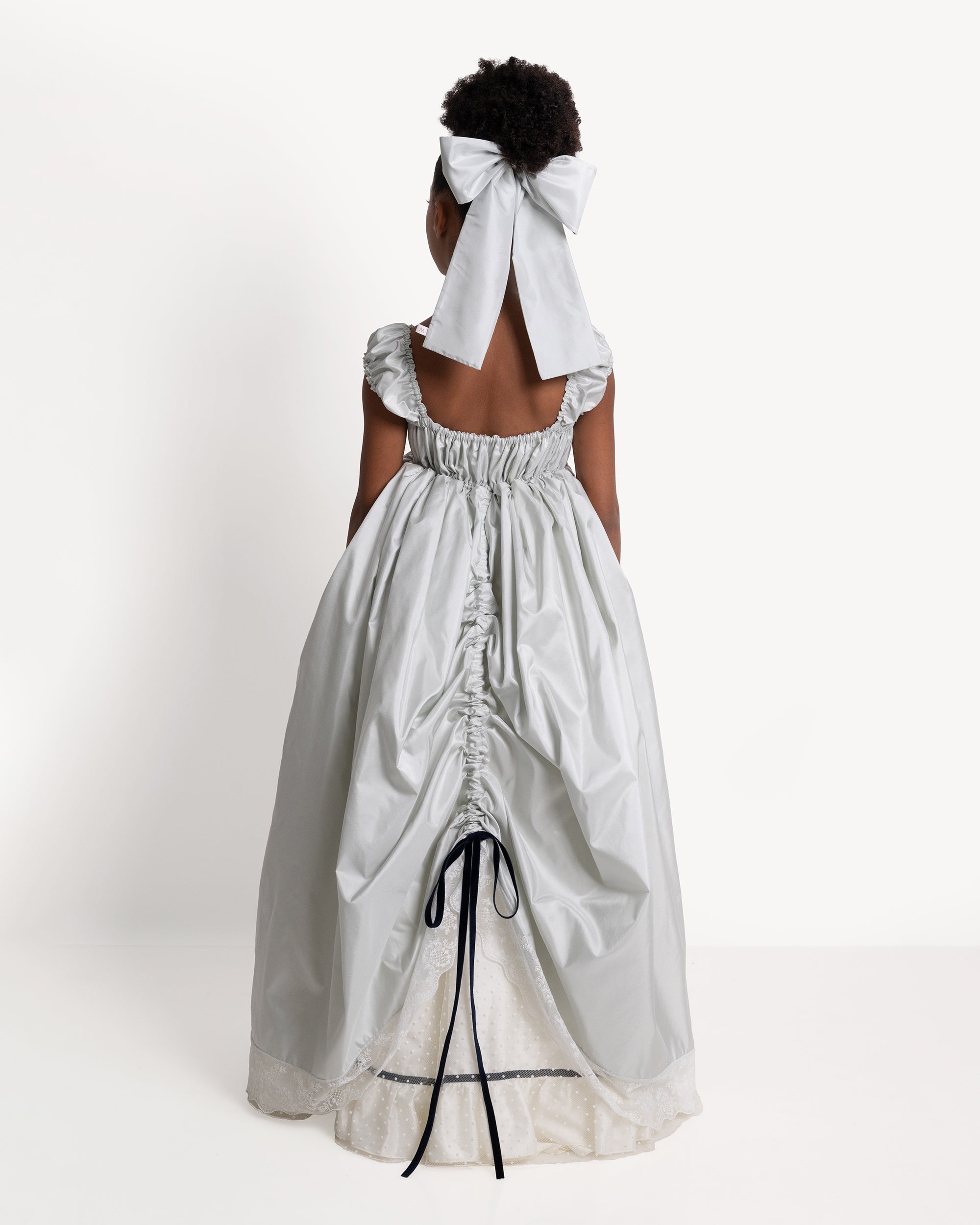 Silk Hair Bow in Blue Fox