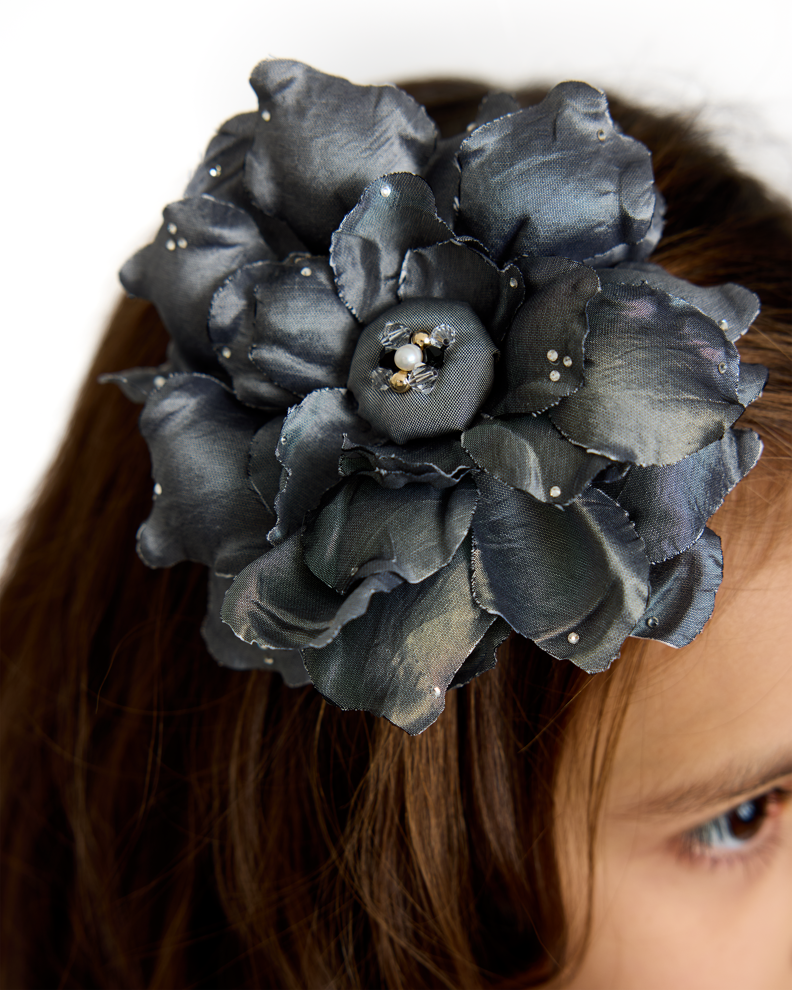 Silk Hair Flower in Faded Noir (Copy)