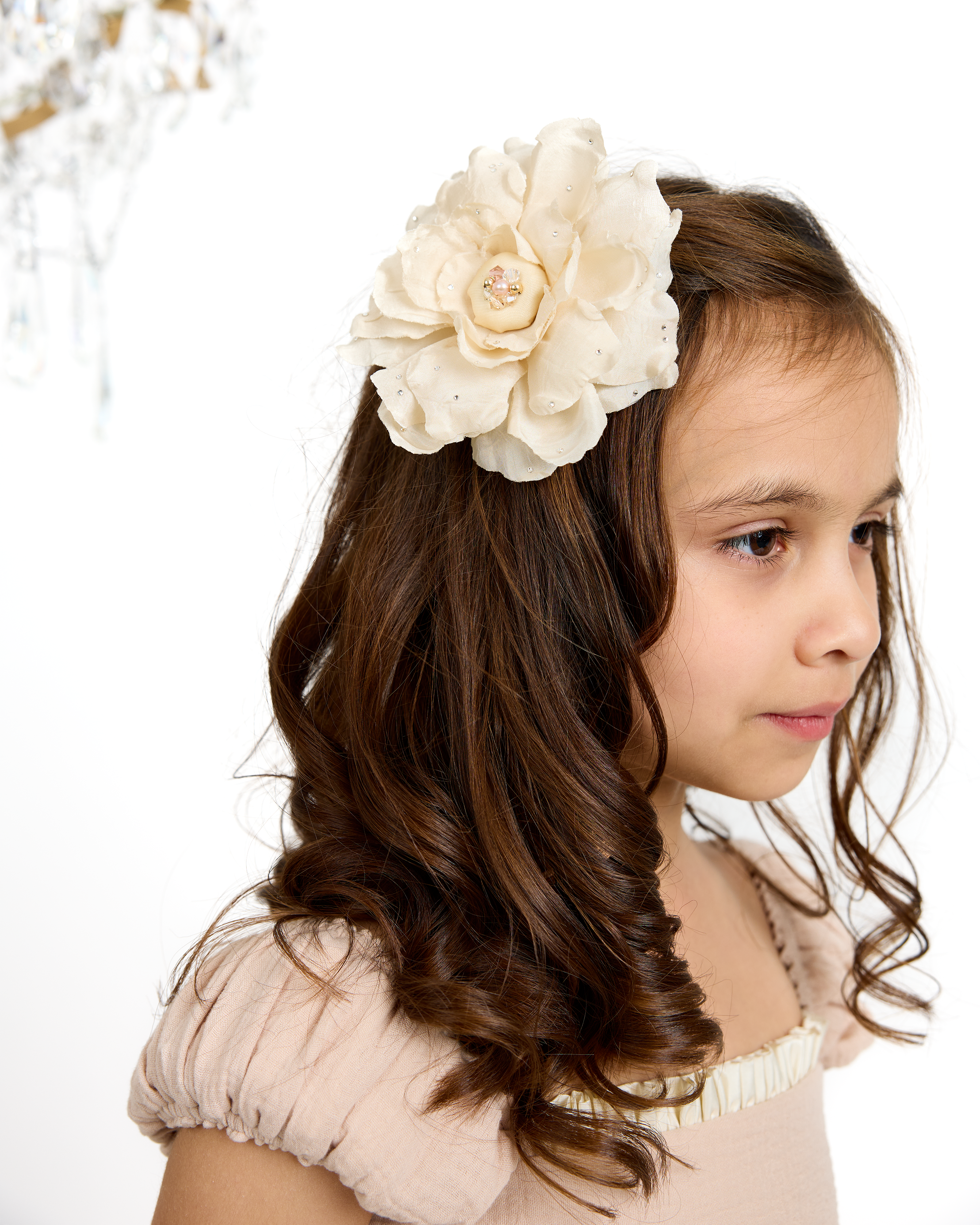 Silk Hair Flower in Antique Ivory