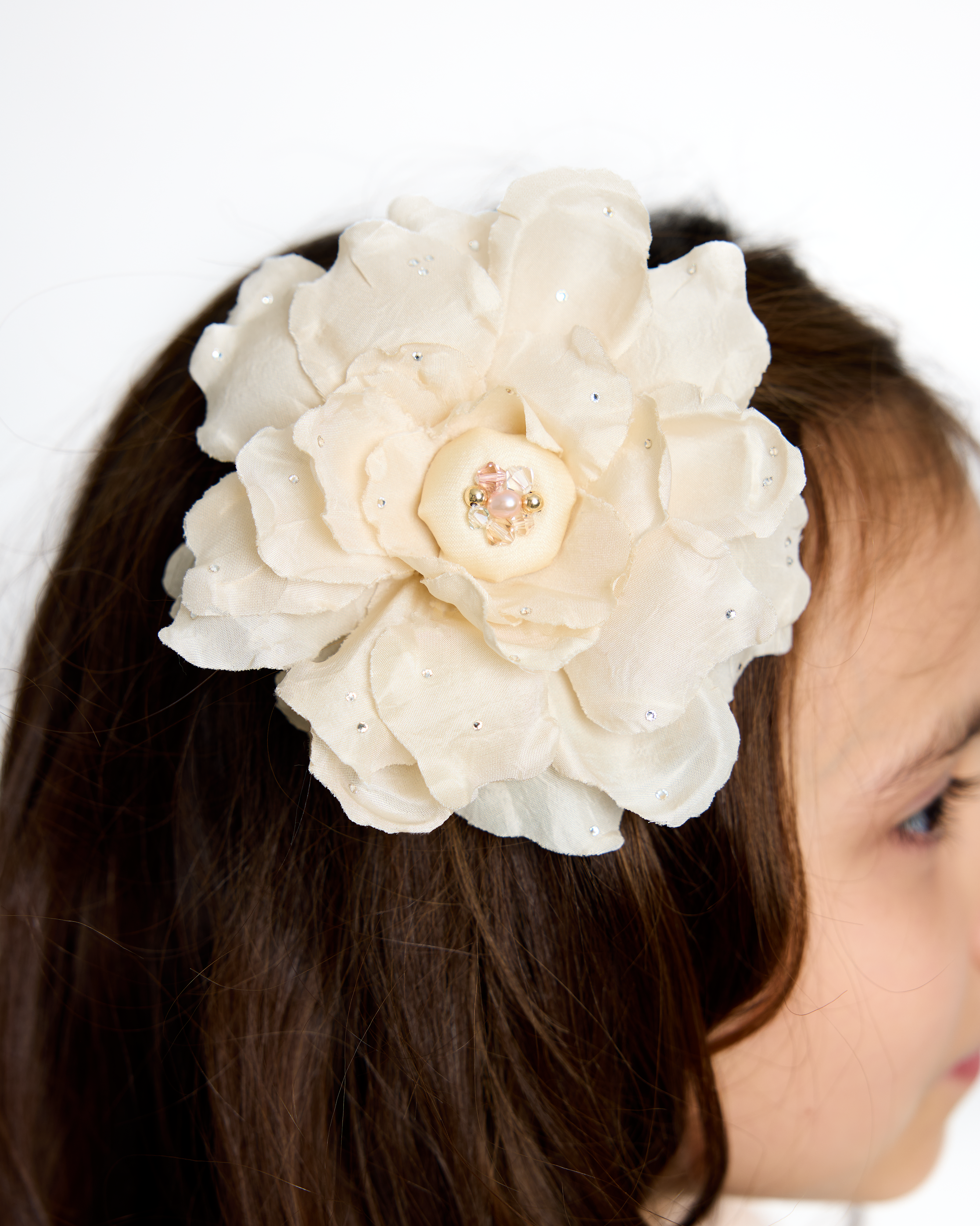 Silk Hair Flower in Antique Ivory