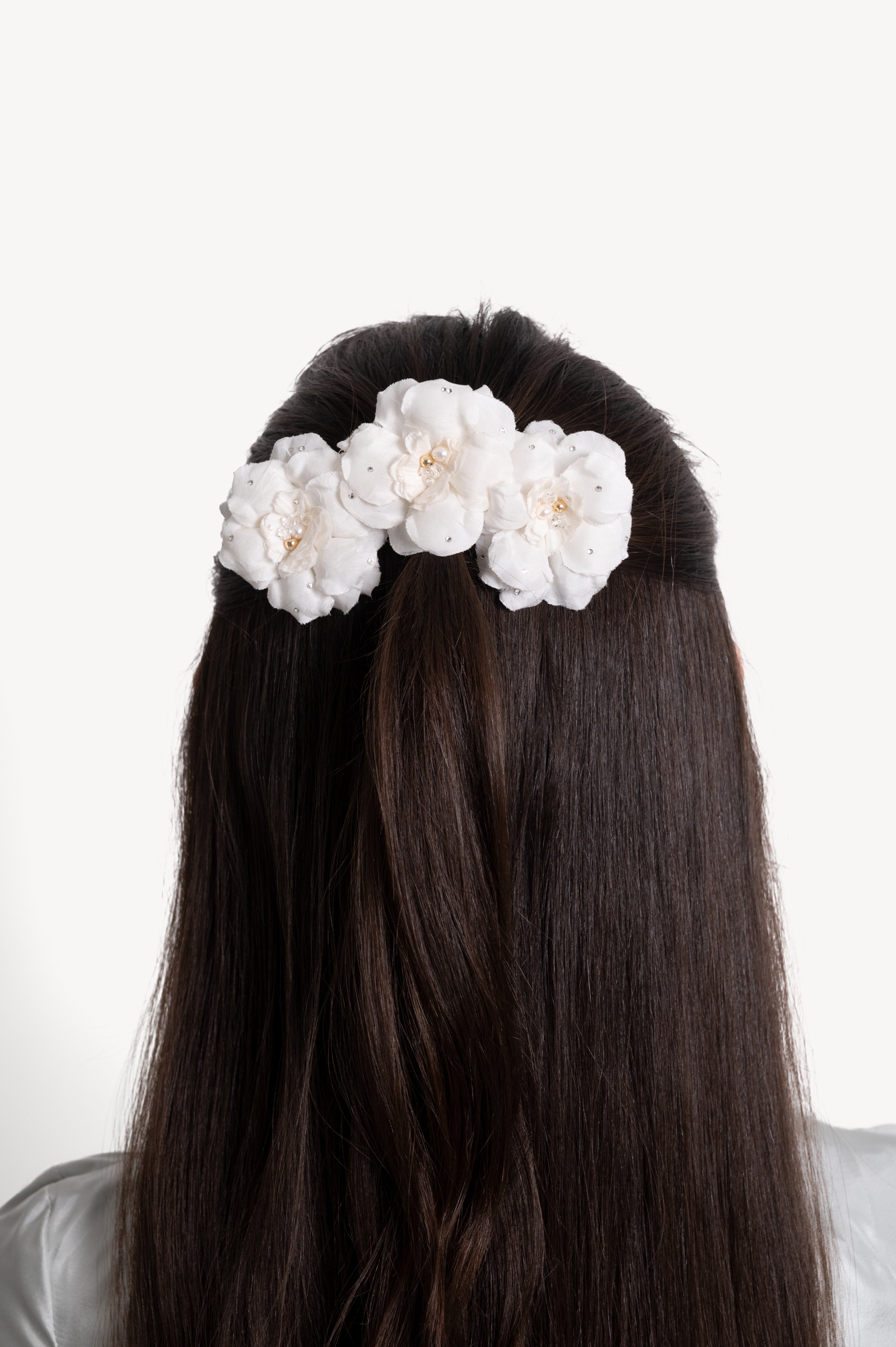 Petite Silk Hair Flower in White