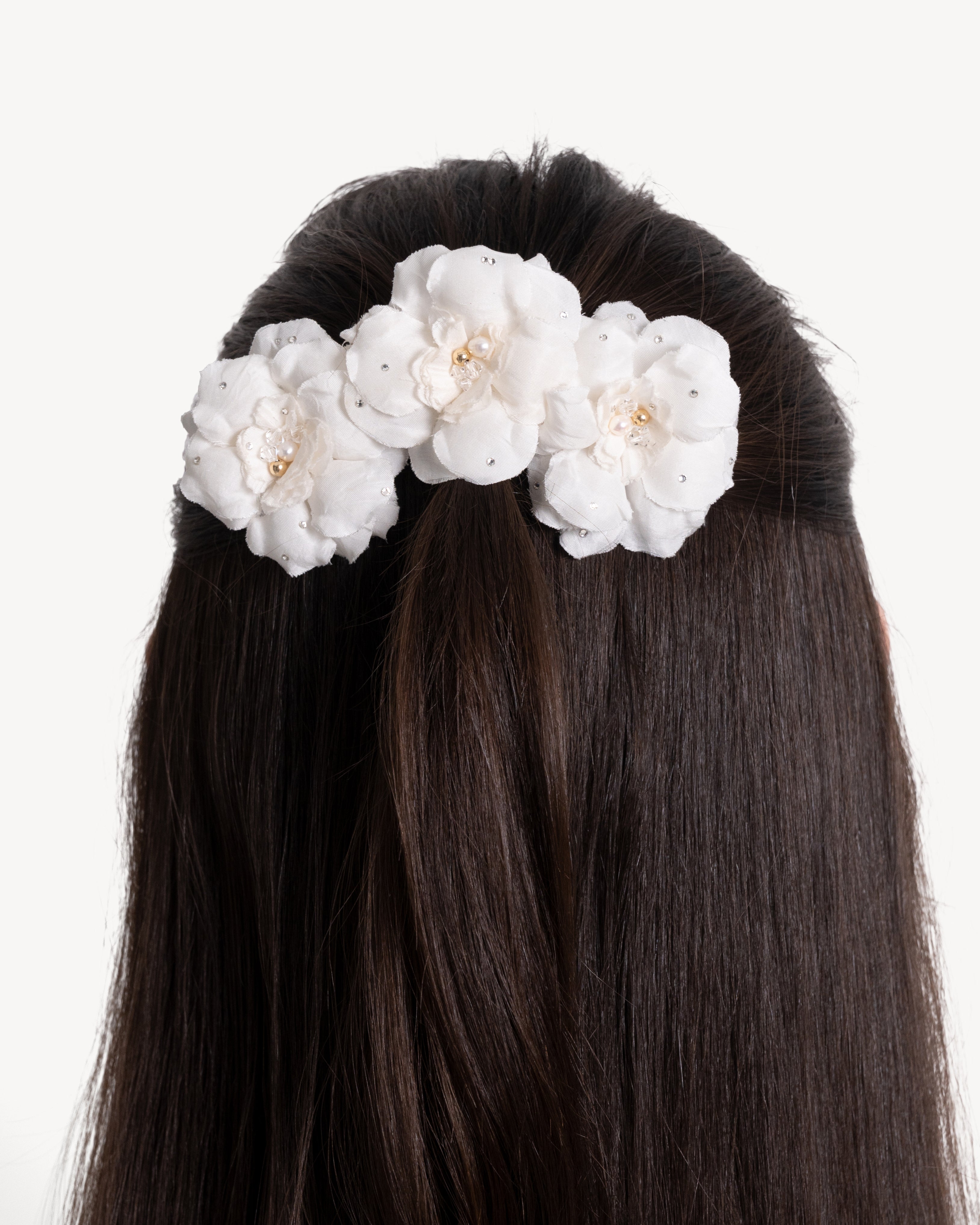 Petite Silk Hair Flower in White