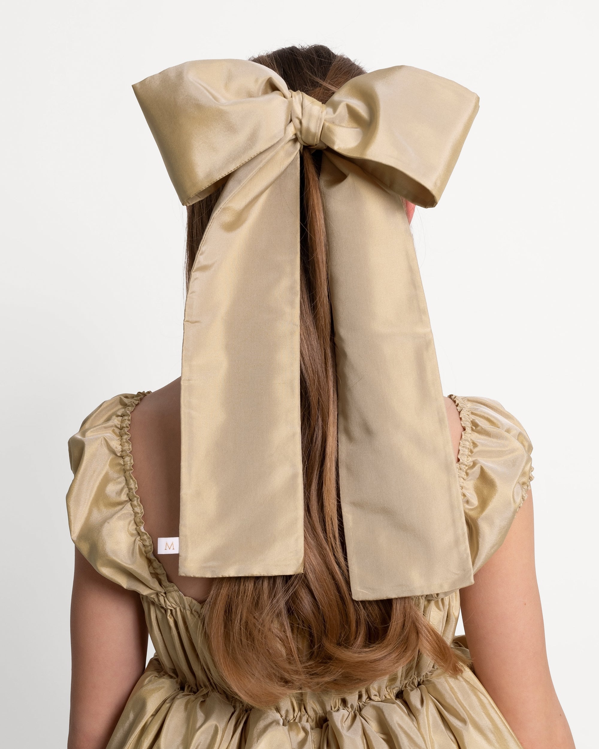 Silk Hair Bow in Spun Gold