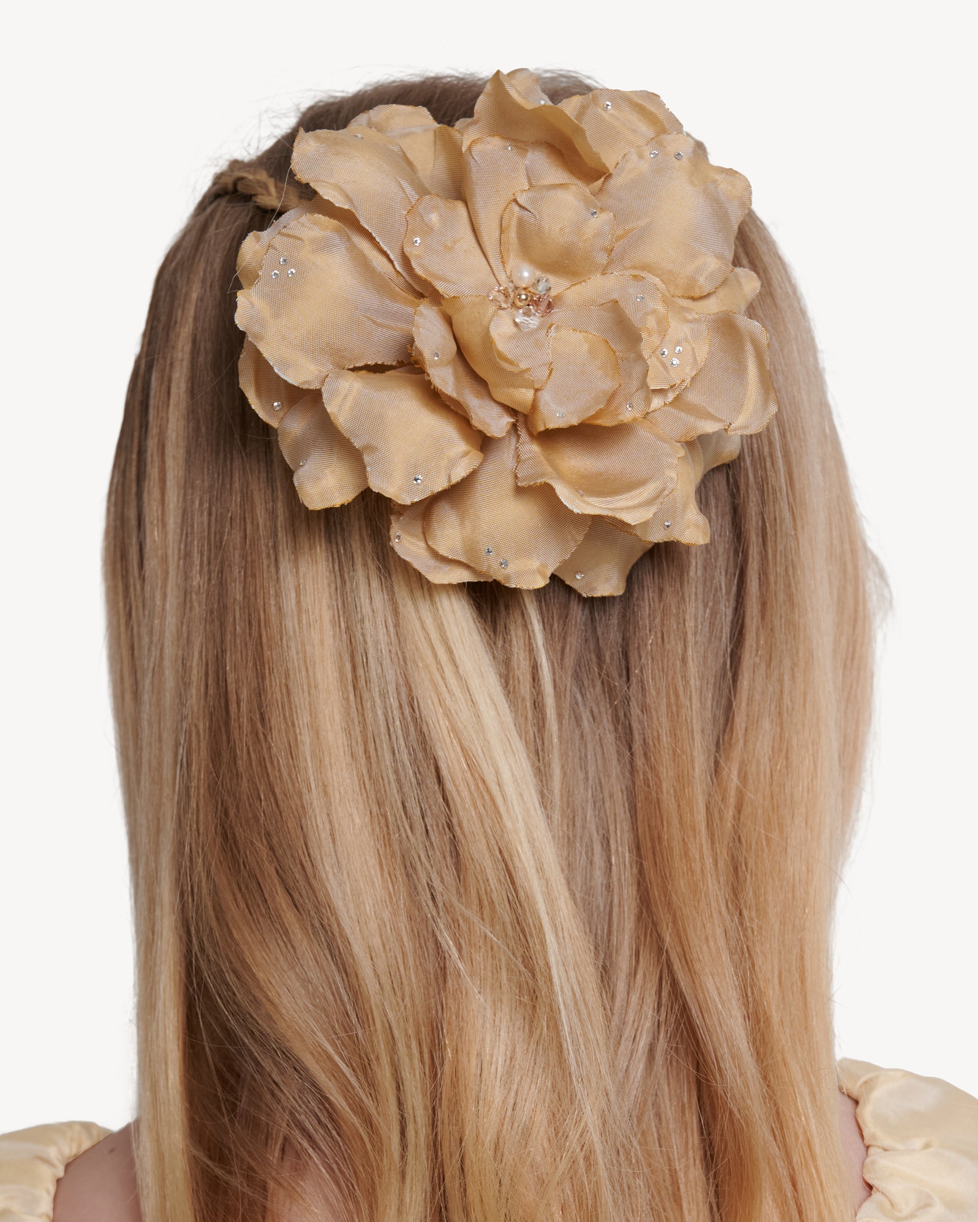 Silk Hair Flower in Spun Gold